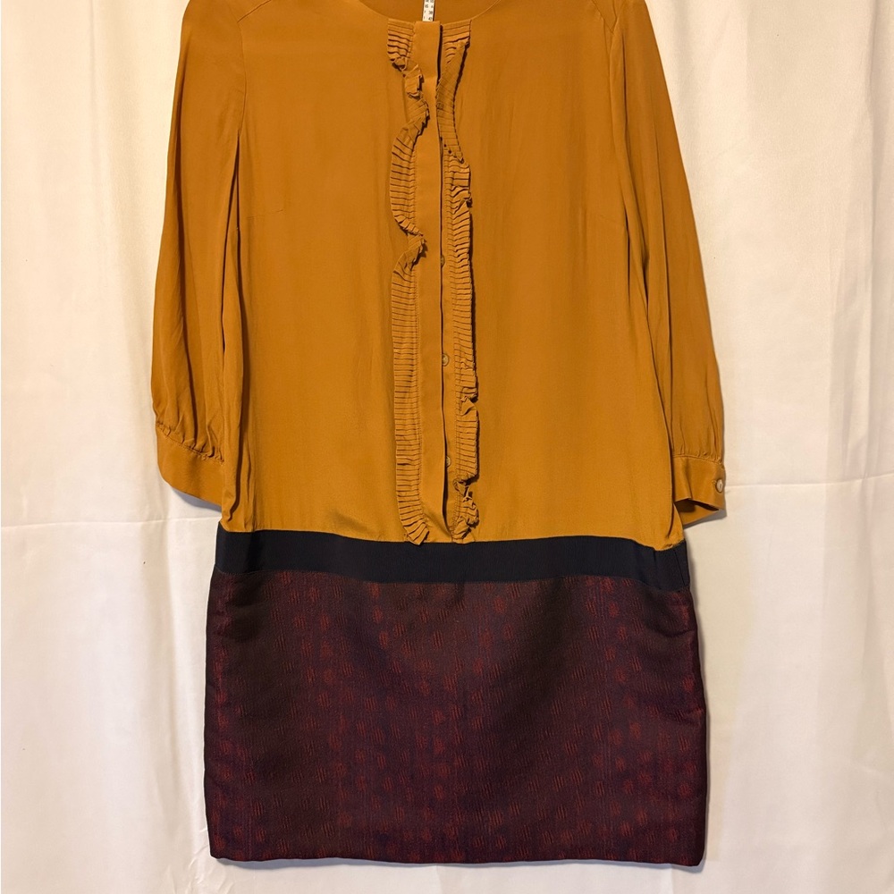 Victoria Beckham Mustard Yellow Ruffle-Front Blouse